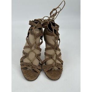 Manolo Blahnik Gladiator Heels Stiletto Lace Sandals Women's Sz EU 38 Brown